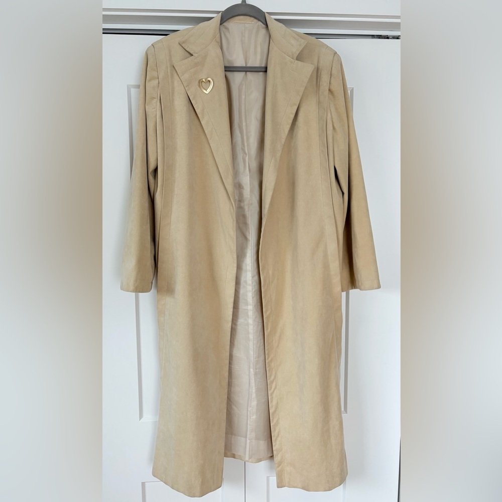 Vintage ULTRASUEDE CREAM Tan Women's Winter Long Coat Size 10